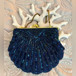 Elegant Vintage Beaded Evening Bag, Converts to Clutch